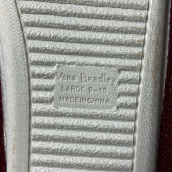 Vera Bradley shimmer fleece slippers, red/gold metallic Sherpa, memory foam 9/10 - Picture 2 of 5